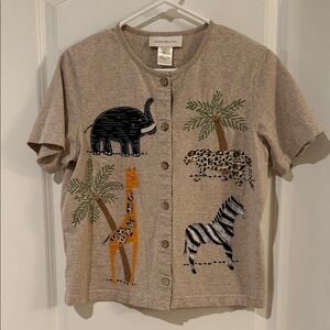 ☀️Susan Bristol Embroidered Animal Top☀️